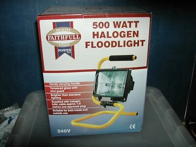 Faithfull 500w halogen floodlight new in box FPP SL500P  240 volt - Image 1 of 3