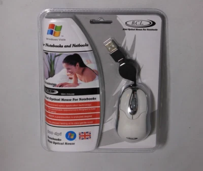 Mini USB Wired Optical Mouse Mice For Notebooks Laptop PC Computer White - Image 1 of 2