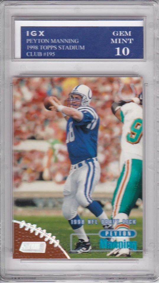 PEYTON MANNING ROOKIE CARD $$ GEM MINT 10 Football RC 1998 Topps Stadium Club  - Image 1 of 1