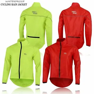Men's Cycling Rain Jacket Windproof Waterproof Breathable High Visibility Jacket - Picture 1 of 6