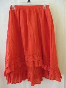 Disney D-Signed Hi-Lo Peasant Skirt Elastic Waist Lace Ruffle Trim Org M #11213 - Picture 1 of 4