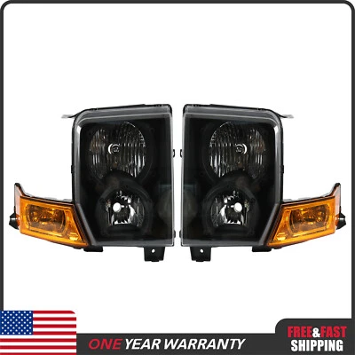 Black Headlights Headlamps Set Left & Right Fits For Jeep 2006-2010 Commander  Foto 1 de 4