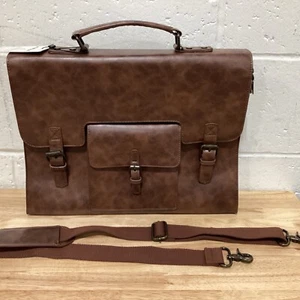 Leather Messenger Bag for Men Women 15.6 Inch Waterproof Vintage Leather Laptop  - Picture 1 of 4