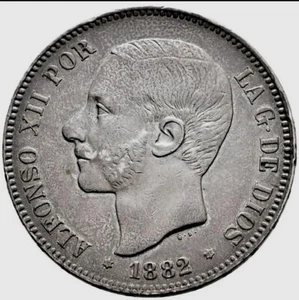 5 pesetas plata Alfonso XII 1882 *(18-82/1 )MBC+ Rara - Imagen 1 de 13