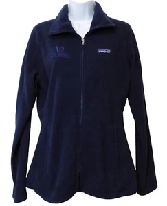 Patagonia Zip Front Fleece Jacket Womens M Synchilla Coat Mock Neck Navy Logo - Picture 1 of 11