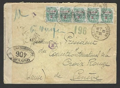MOROCCO FRANCE 1917 RABAT WAR TIME CENSORED COVER "PAR ADTORITE" - Image 1 of 2