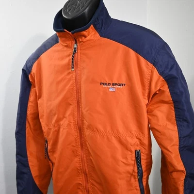 De Colección Polo Sport Ralph Lauren Cremallera Completa Chaqueta Polar Naranja Nylon Para Hombres Talla Grande Foto 1 de 4