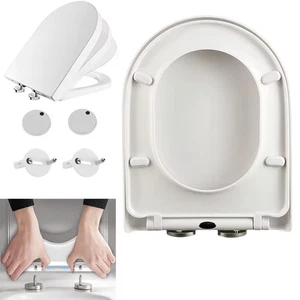 Soft Closure Toilet Seat D-Type Anti-Bacterial Cover Easy Install Quick Release  - Picture 1 of 9