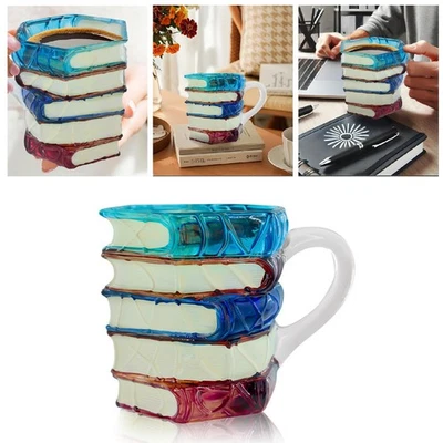 Handcrafted Ceramic 3D Stacked Books Mug Painted Book Mug Coffee Mug - Image 1 of 4