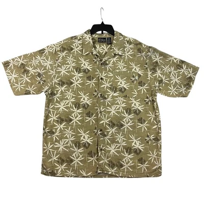 Ocean Pacific Sport Shirt Mens Large Tan Floral Short Sleeve Button Up Hawaiian - Image 1 of 4