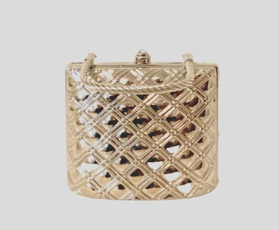 Sasha Small Evening Purse 4.5”X5” silver metal crossbody chain + metal handle - Image 1 of 4