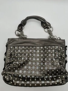Chunky Chain Handles Metallic Studded Sparkle Haley Beez Handbag - Picture 1 of 16
