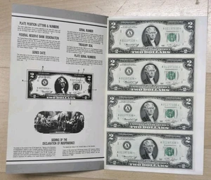 1976 🌟 STAR Boston $2 Federal Reserve Note Uncut Sheet of 4 w/ BEP Folder - Picture 1 of 4