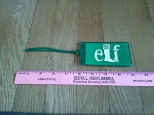 Elf The Musical Luggage Tag UNUSED Rubber Green ID Holder Collectible Christmas - Picture 1 of 7