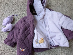 Gymboree Purple 3 in 1 Coat with Mittens 12-18 Month Bunny Autumn Highlands 2006 - Picture 1 of 7