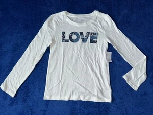 New Gap Girls White Long Sleeve T Shirt Top Tee Size Small S NWT Back To School - Picture 1 of 2