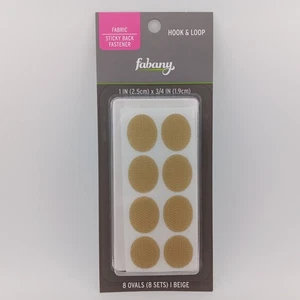 Fabany - Fabric - Sticky Back Fastener - Hook & Loop - Eight Oval Pack - Beige - Picture 1 of 2