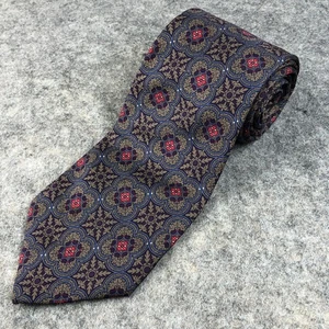 Christian Dior Silk Tie Mens Blue Red Geometric Pattern Italy - Picture 1 of 8