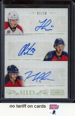 2013-14 Panini National Treasures Six Autographs Gold #8 Huberdeau/Hedman + 1/10 - Image 1 of 2