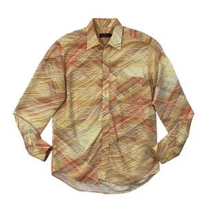 Bugatchi Uomo Shirt Mens L Large Cotton Blend Abstract Textured Button Up Pocket - Picture 1 of 9