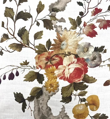 Rubelli Iphigenia Ecru Linen Floral Upholstery Fabric Panels 54"x46" B - Image 1 of 4