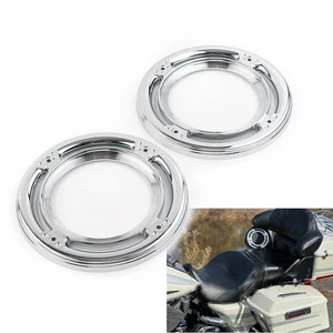 Chrome Rear Speaker Trim Cover Ring Fit Harley Road Street Tri Electra Glide - Picture 1 of 8