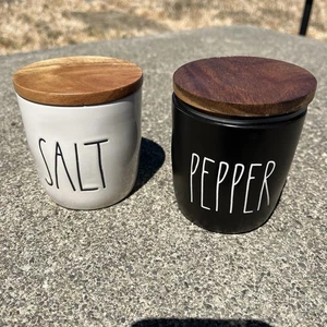 Rae Dunn Artisan Magenta Collection Salt & Pepper With Lids. Black And White - Picture 1 of 6