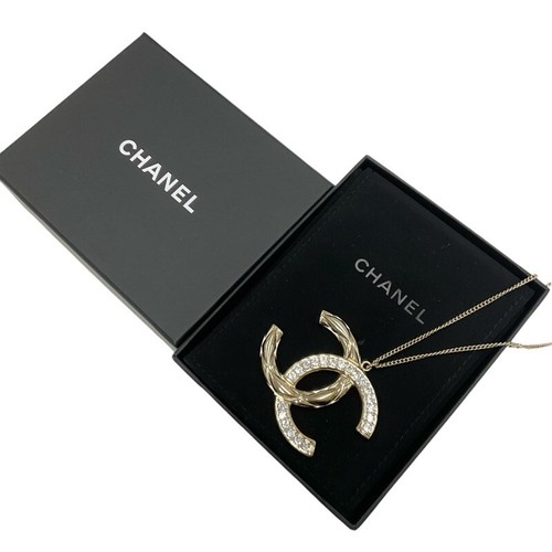 CHANEL Collana Ciondolo Girocollo Oro Marca Coco Strass Accessori Donna