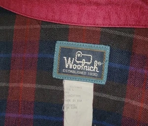 WOOLRICH Red Cotton Quilted Plaid Sz L Flannel Shirt Jacket USA shacket T01 - Picture 1 of 6