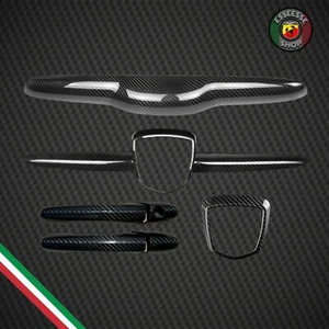 Kit Cover Modanature esterne in VERO CARBONIO per Fiat 500 Abarth 595 695 500 - Foto 1 di 8