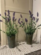 Gorgeous PAIR Artificial Lavender Flowers Rustic Tin Country Kitchen Shabby Chic
