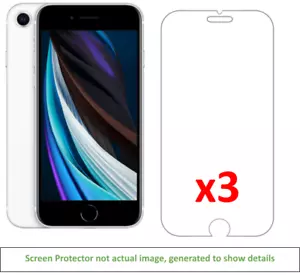 3x iPhone SE 2nd Gen(2020)/3rd Gen Screen Protector w/ cloth - Picture 1 of 2