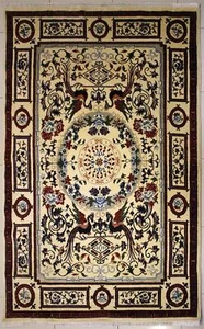 Rugstc 6x9 Senneh Chobi White Rug,Natural dye,Hand-Knotted,Pictorial Hunting,Wo - Picture 1 of 5