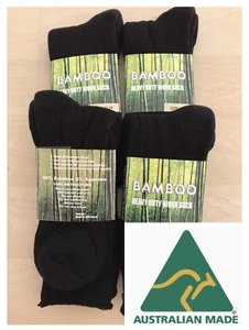 Aus Made 6PAIRS MEN BLACK BAMBOO THICK WORK SOCKS / SOCK 95% BAMBOO FIBRE11-14 - Foto 1 di 5