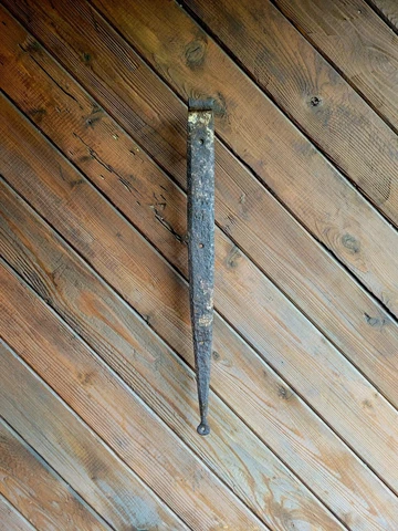 19c Antique Hand Wrought Forged Iron Barn Door Strap Hinges 25" Cover