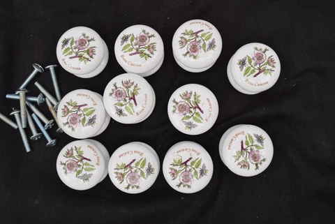 11 Vintage Rosa Cantina Floral Round Porcelain Cabinet/Drawer Knobs Hardware Cover
