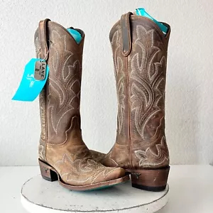 NUEVAS Botas de Vaquero Lane SARATOGA para Mujer 6 Cuero Marrón Vaquera Occidental 13" de Alto - Imagen 1 de 14