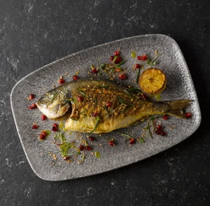 2 Stück große Gastronomie Platten / Teller Churchill Raku 34,4 x 23,4 cm Black - Bild 1 von 5
