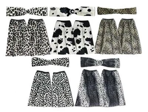 Adults Animal Print Valboa Flares Boot Covers & Belt 1970's Disco Fancy Dress - Picture 1 of 6