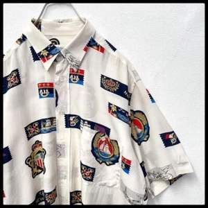 [Top-notch fashion] 100% silk, Masaki Suda, ship emblem, all-over print   so - Picture 1 of 9