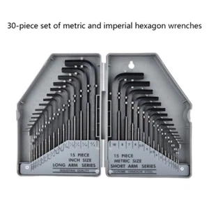 30PCS Allen Key Set Hex Wrench Screwdriver Set L Type Metric Imperial Long Arm - Picture 1 of 14