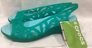 Crocs Adrina III Womens Size 11 Mini Wedge Sandals Tropical Teal Ice Blue Shoes - Picture 1 of 6