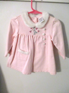 GIRLS STARTING OUT SMOCK - PINK- POODLE- SIZE 18M
