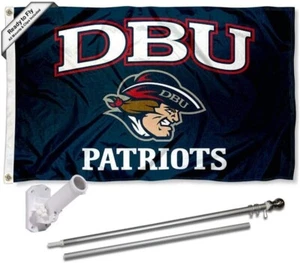 Bandiera e palo Dallas Baptist Patriots con staffa supporto God be the Glory DBU - Foto 1 di 9
