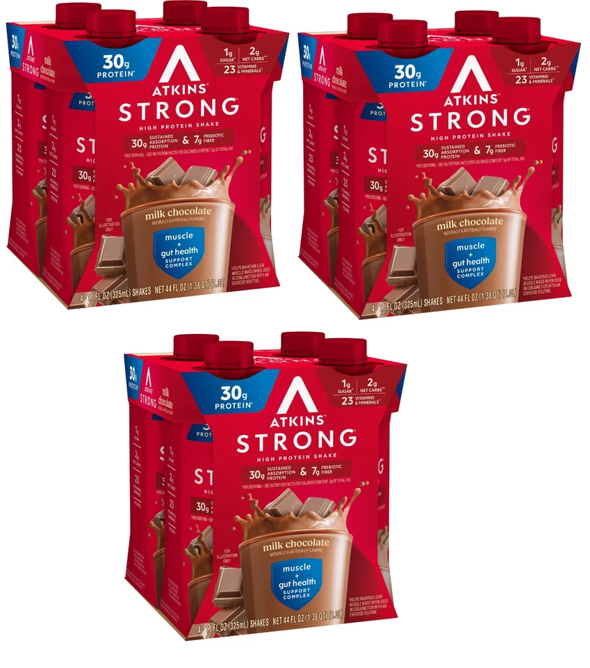 Atkins Strong, High Protein Shake, Milk Chocolate, 30g of Protein, 12 Count - Image 1 of 1