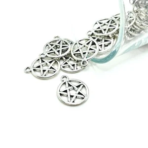 Silver Pentacle Pentagram Wiccan Charms, 20x17mm - US Seller - Picture 1 of 3