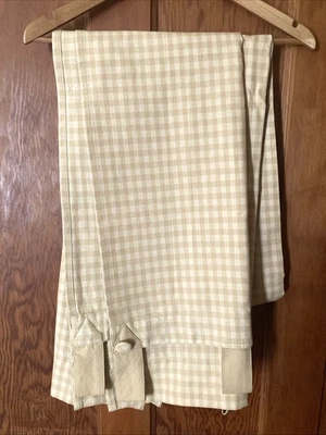 JC PENNEY Cotton Drapes Tab w/Button Detail - Country Mustard/Cream Check  85X40 - Image 1 of 4