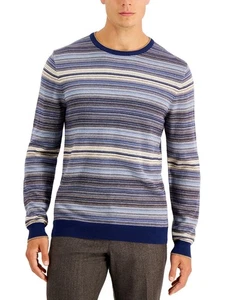 Tasso Elba Men's Intarsia Crewneck Sweater Cotton/Viscose/Silk/Cashmere Blue-2XL - Picture 1 of 3