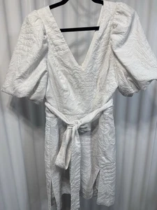 Vestido midi de jacquard blanco manga corta Lilly Pulitzer Resort Wear talla 12 - Imagen 1 de 6