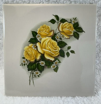 Винтажный желтый розовый узор керамическая плитка фартук границы декоративное настенное искусство - Изображение 1 из 4